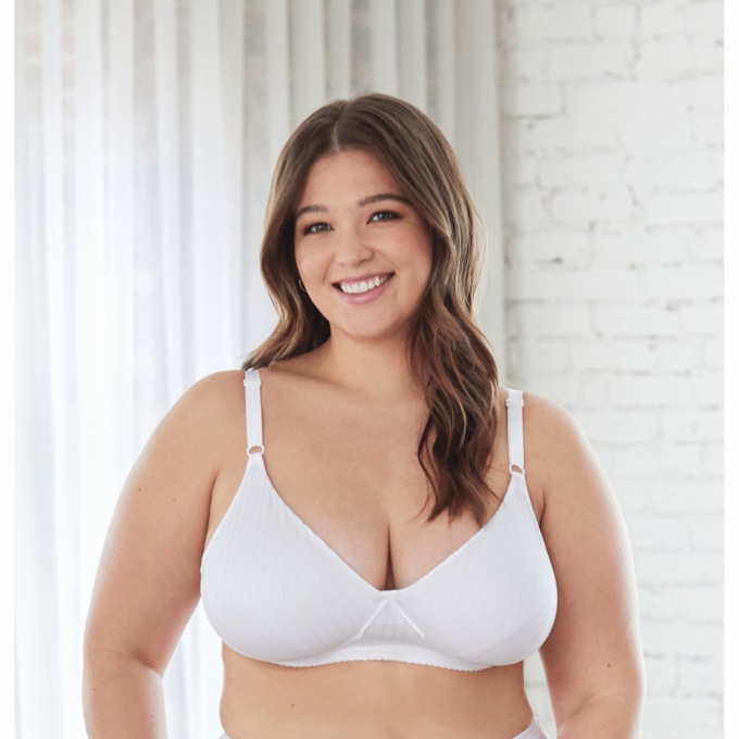 Bestform® Striped Wireless Cotton Bra, White, large