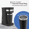 Elite Gourmet 1-Cup Coffee Maker with Travel Mug, Black, large