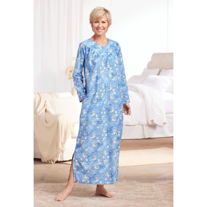 Flannel Nightgown, Moon Stars, large