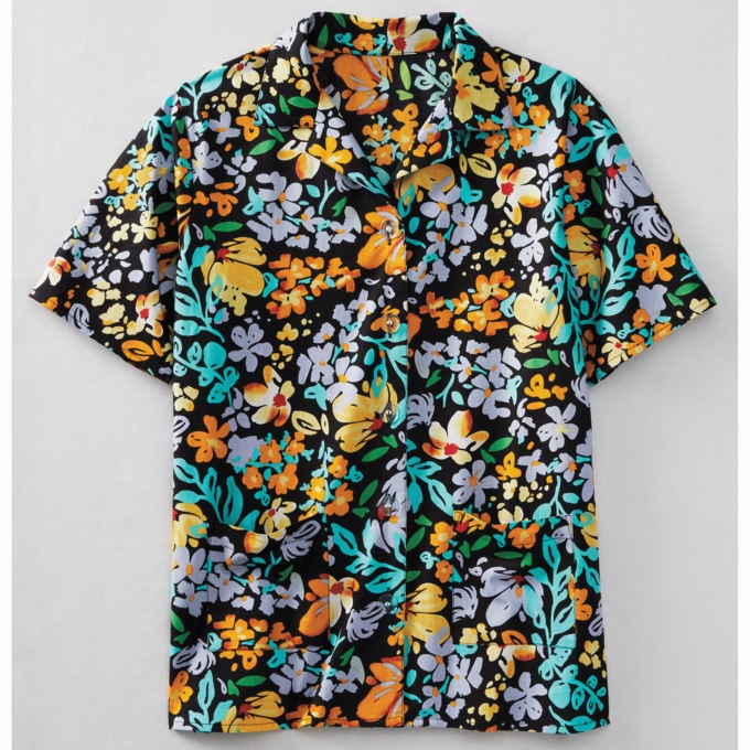 Smock Top, Black Floral, large