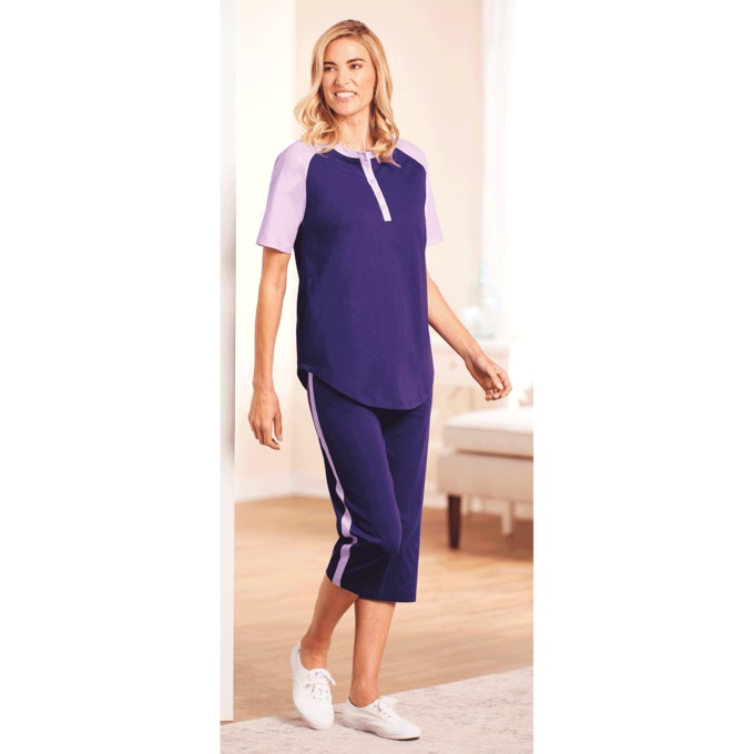 Short-Sleeve Henley Baseball Tunic, , large