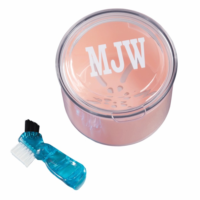 Denture Case with Brush, Pink, large