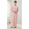 Flannel Cotton Nightgown with Lace Trim, , large