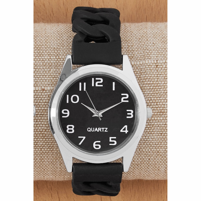 Women's Stretch Watch, Black, large