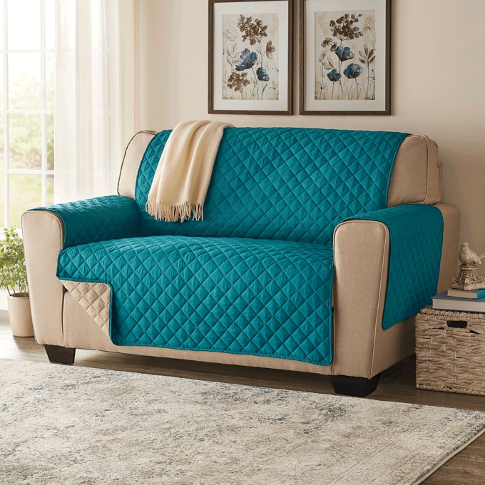 Color Connection Reversible Furniture Protector, Deep Teal Khaki, large
